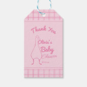 Étiquettes-cadeau Main Tirée Oie rose Bébé Fille Douche (Devant)