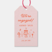 Étiquettes-cadeau Main Tirée Quirky Fun Retro Engagement Party (Devant)