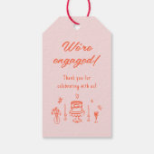 Étiquettes-cadeau Main Tirée Quirky Fun Retro Engagement Party (Dos)