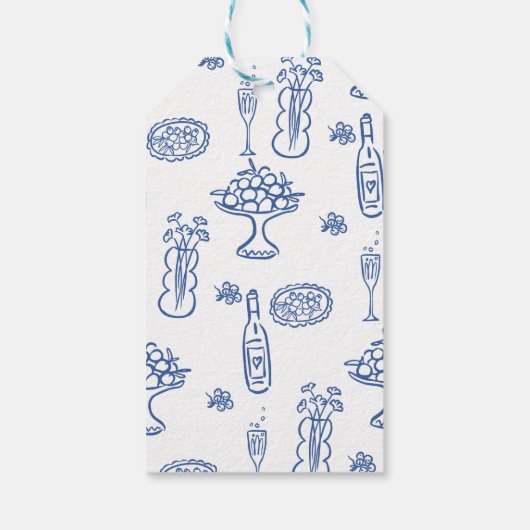 Étiquettes-cadeau Main Whimsical Tiré Quelque Chose Fête des mariées (Dos)