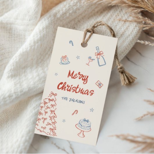 Étiquettes-cadeau Main Whimsical Tirée Oh Quelle Fun Noël