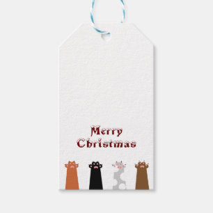 Étiquettes-cadeau mains de chats Joyeux Noël