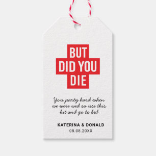 Étiquettes-cadeau Mais Avez-Vous Mort Red Mariage Hangover Kit Récup