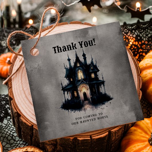 Étiquettes Cadeau Maison gothique victorienne hantée Halloween Merci