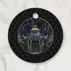 Étiquettes Cadeau Maison hantée Black Boarder Halloween