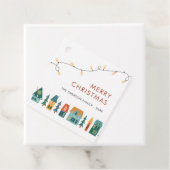 Étiquettes Cadeau Maisons Rétro de Noël (En situation)