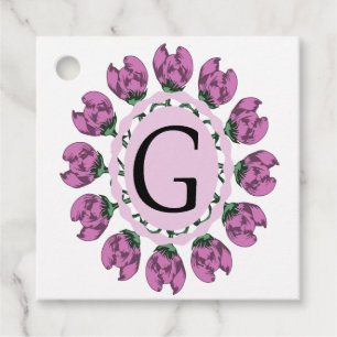 Étiquettes Cadeau Majuscule G monogramme floral