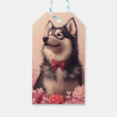 Étiquettes-cadeau Malamute d'Alaska avec Rose - Saint-Valentin (Dos)