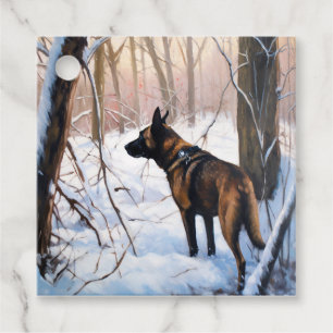 Étiquettes Cadeau Malinois Belge Qu'il neige Noël