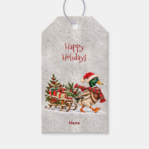 Mallard Duck Sleigh Holiday Gift Tag