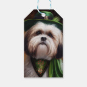 Étiquettes-cadeau Malti Tzu Chien en Robe de la Saint Patrick (Devant)