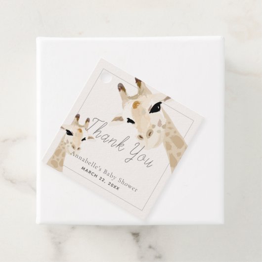 Étiquettes Cadeau Maman & Baby Giraffe Baby shower Merci (En situation)
