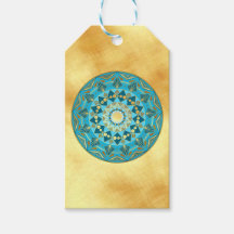 Mandala bleu or sur fond or doux