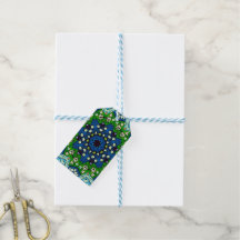 Mandala Retro Mosaic Vert Motif bleu