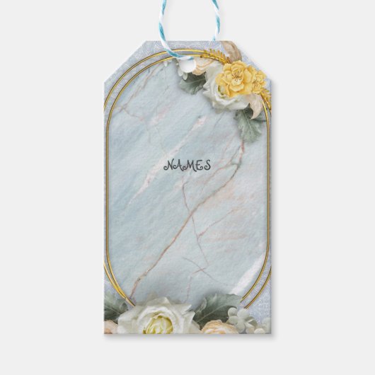 Étiquettes-cadeau Mandalas bleu clair, rose et blanc (Devant)