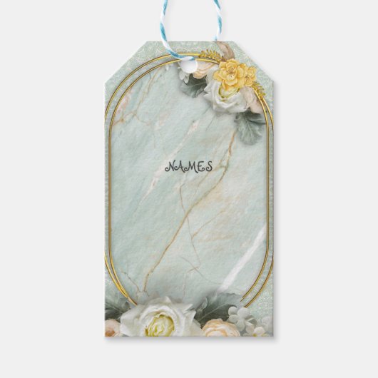 Étiquettes-cadeau Mandalas vert clair, jaune et blanc (Devant)