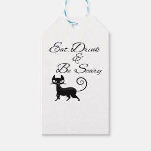 Étiquettes-cadeau Manger Boire Et Être Chat Effrayant Drôle Mignon H