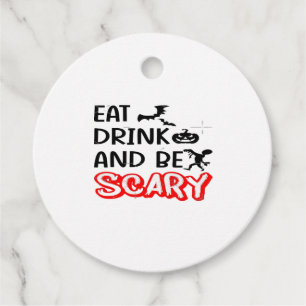 Étiquettes Cadeau Manger Boire Et Être Effrayant Design Rétro Classi