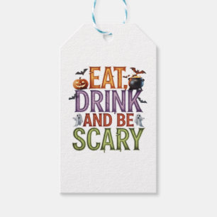 Étiquettes-cadeau Manger, boire et être effrayant Fête d'Halloween S