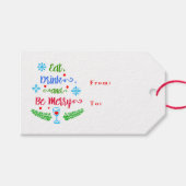 Étiquettes-cadeau Mangez, buvez et soyez joyeux, Fêtes de Noël, ZSSP (Devant (Horizontal))