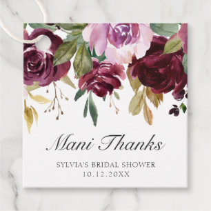 Étiquettes Cadeau Mani remercie la douche de mariée florale Moody Pl
