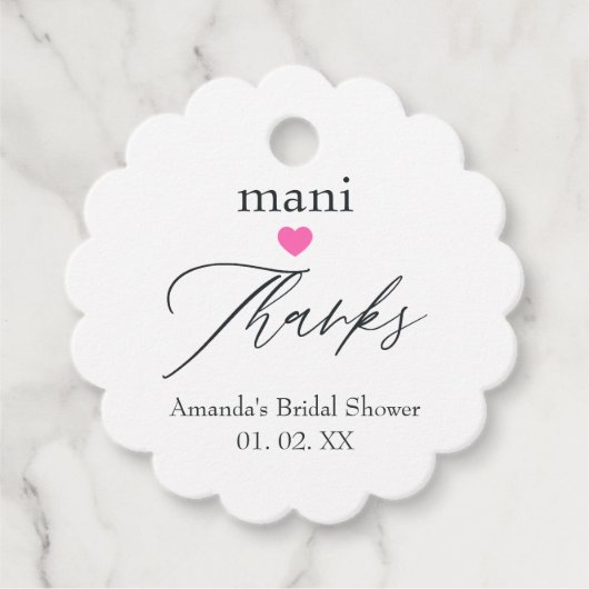 Étiquettes Cadeau Mani rose merci (Devant)