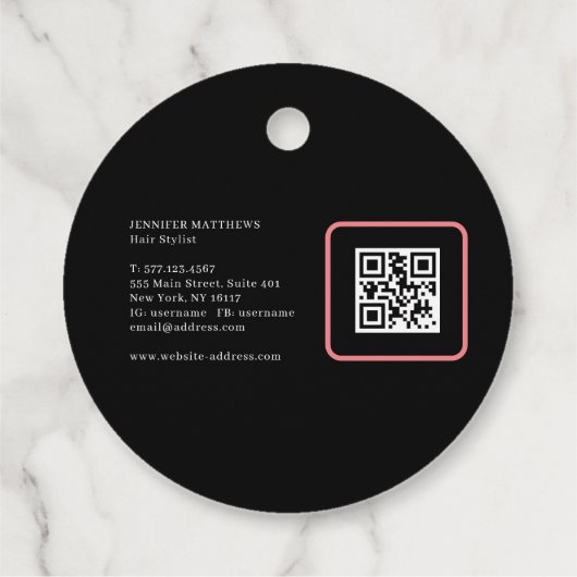 Étiquettes Cadeau Manicuriste moderne glam rose néon (Dos)