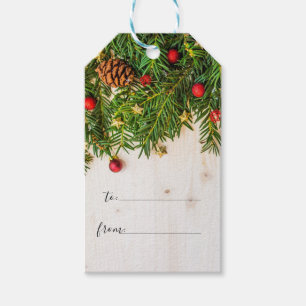 Étiquettes-cadeau Manuscrit en bois rustique de Joyeux Noël de