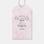 Étiquettes-cadeau Marble Abstract Pink Wedding Script Black  (Devant)