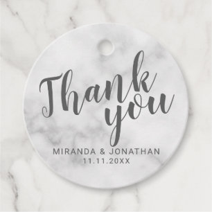 Étiquettes Cadeau Marbre blanc Mariage élégant élégant Merci