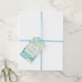 Étiquettes-cadeau Marbre cool design en Turquoise et Crème Anniversa (Avec de laficelle)
