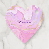 Étiquettes Cadeau Marbre Luxueux Paillettes Rose Violet Or (Dos)