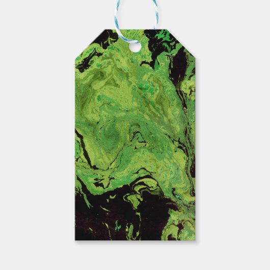 Étiquettes-cadeau Marbre vert noir (Devant)
