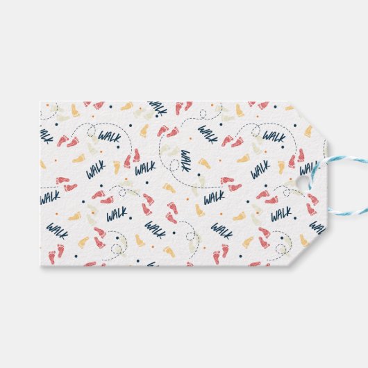 Étiquettes-cadeau Marcher ensemble : Motif d'empreinte d'aventure (Devant (Horizontal))