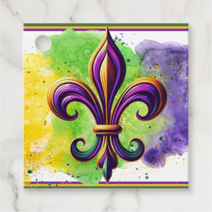 Étiquettes Cadeau Mardi Gras Fleur de lis coloré