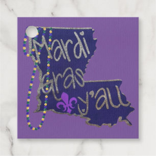 Étiquettes Cadeau Mardi Gras Y’all Louisiana State Beads Favoriser l