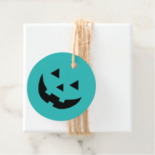 Étiquettes Cadeau Mare turquoise Jack-o'-lantern citrouille face Hal