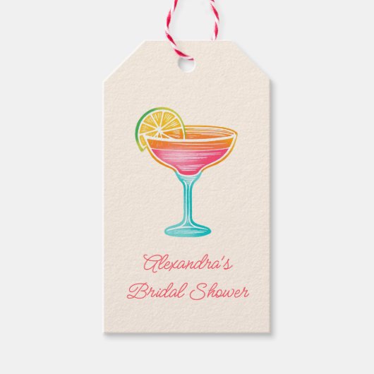 Étiquettes-cadeau Marges et Matrimony Retro Cocktail Fête des mariée (Devant)