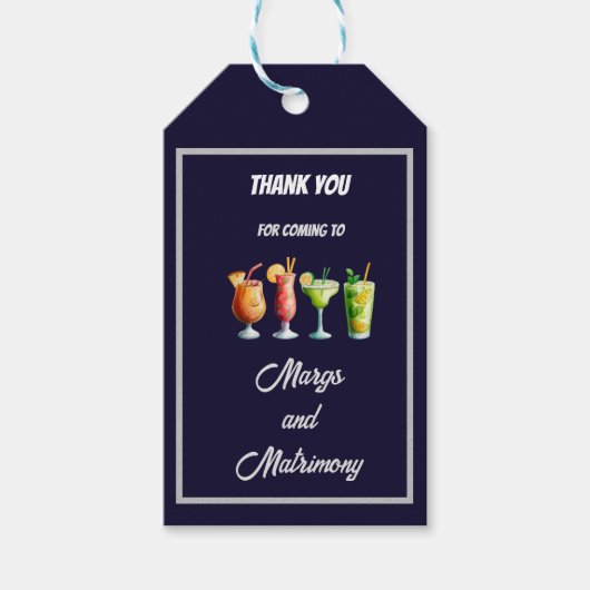 Étiquettes-cadeau margs bleu marine & mariage Bachelorette merci (Devant)