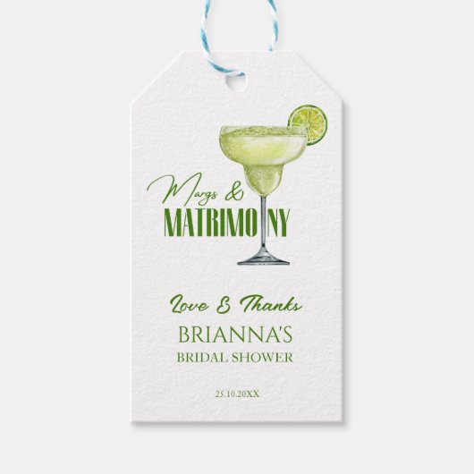 Étiquettes-cadeau Margs et mariage douche de mariée monogrammée (Devant)