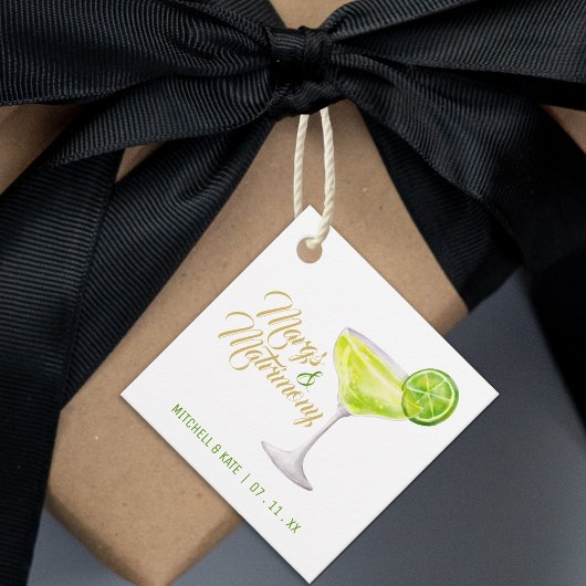 Étiquettes Cadeau Margs & Matrimony Vert et Or Fête de Mariage