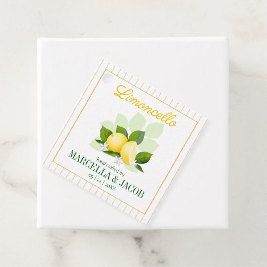 Étiquettes Cadeau Mariage à bouteille Lemoncello (En situation)