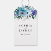 Étiquettes-cadeau Mariage à fleurs bleu pourpre et somptueux (Dos)