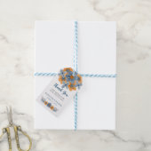 Étiquettes-cadeau Mariage à fleurs bleues et orange Favoriser le Mer (Avec de laficelle)