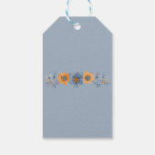 Étiquettes-cadeau Mariage à fleurs bleues et orange Favoriser le Mer (Dos)