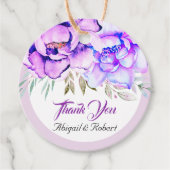 Étiquettes Cadeau Mariage à fleurs d'aquarelle violette (Devant)