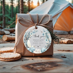 Étiquettes Cadeau Mariage à fleurs de printemps bleu bleu marine Dus
