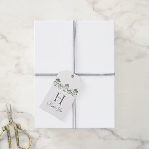 Étiquettes-cadeau Mariage à impression botanique verte et blanche su