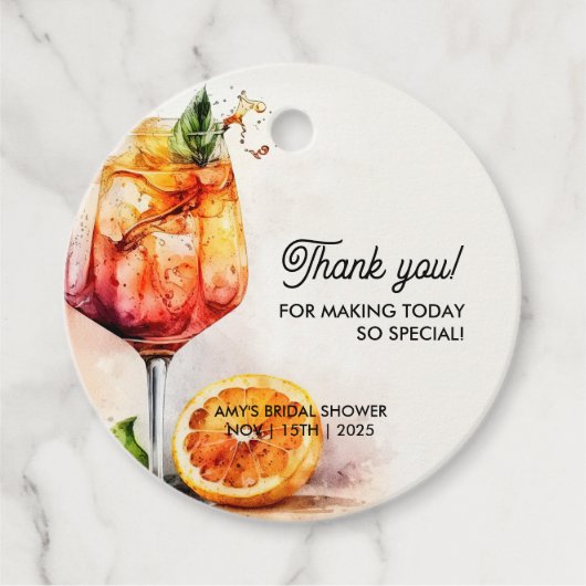 Étiquettes Cadeau Mariage à la Première Gorgée de Spritz (Devant)