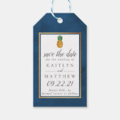 Étiquettes-cadeau Mariage À L'Ananas Tropical Enregistrer La Date Ba (Devant)